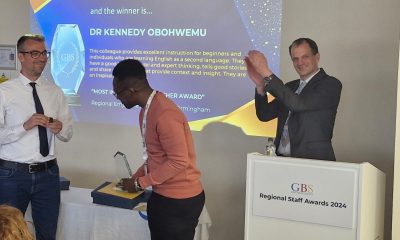 A Nigeria-born UK Lecturer, Dr. Kennedy O. Obohwemu, has won the prestigious Most Inspirational Lecturer Award at the Global Banking School (GBS) Regional Awards in Birmingham, UK.